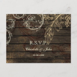Stallholz rustikale blüh Hochzeit rsvp Einladungspostkarte