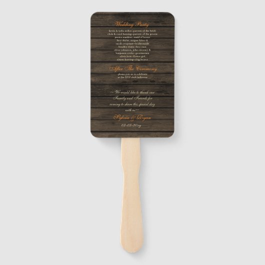 Stallholz Rustikale Herbstlaub Hochzeitsprogramme Fächer (Rückseite)