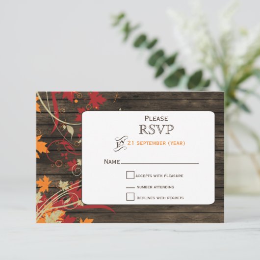 Stallholz Rustikale Herbstlaube Hochzeit rsvp (Stehend Vorderseite)