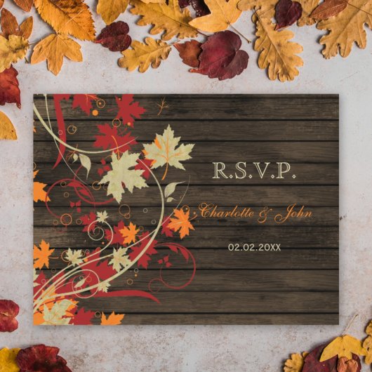 Stallholz Rustikale Herbstlaube Hochzeit rsvp Einladungspostkarte