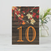 Stallholz Rustikale Hochzeit im Herbst Tischnummer (Stehend Vorderseite)