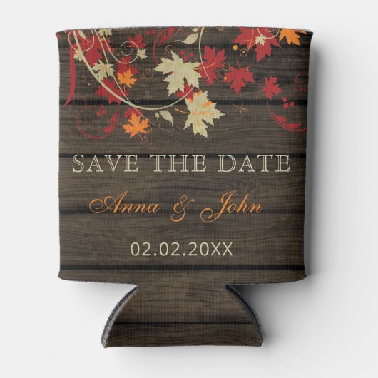 Stallholz Rustikale Orangen Herbstlaube Save the D Dosenkühler (Vorderseite)