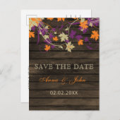 Stallholz Rustikale PflaumenHerbstlaube Save the D Ankündigungspostkarte (Vorne/Hinten)