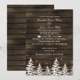 Stallholz Rustikale Pinienbäume Winterhochzeit Einladung