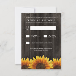 Stallholz + Rustikale Sonnenblumen Hochzeitskarte  RSVP Karte