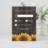 Stallholz + Rustikale Sonnenblumen Hochzeitskarte  RSVP Karte (Stehend Vorderseite)