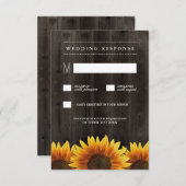 Stallholz + Rustikale Sonnenblumen Hochzeitskarte  RSVP Karte (Vorne/Hinten)