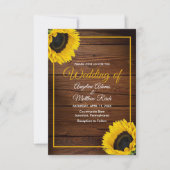 Stallholz + Rustikale Sonnenblumenhochzeit Einladung (Vorderseite)
