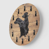 Stallholz Rustikaler schwarzer Labrador Retriever Große Wanduhr (Winkel)