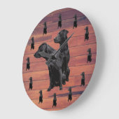 Stallholz Rustikaler schwarzer Labrador Retriever Große Wanduhr (Winkel)