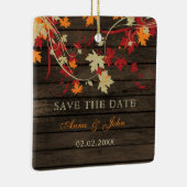 Stallholz Rustikales Orange Fall Save the Date Fot Keramikornament (Rechts)