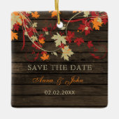 Stallholz Rustikales Orange Fall Save the Date Fot Keramikornament (Vorderseite)