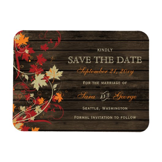 Stallholz Rustische Herbstlaube Hochzeit speichern Magnet (Horizontal)
