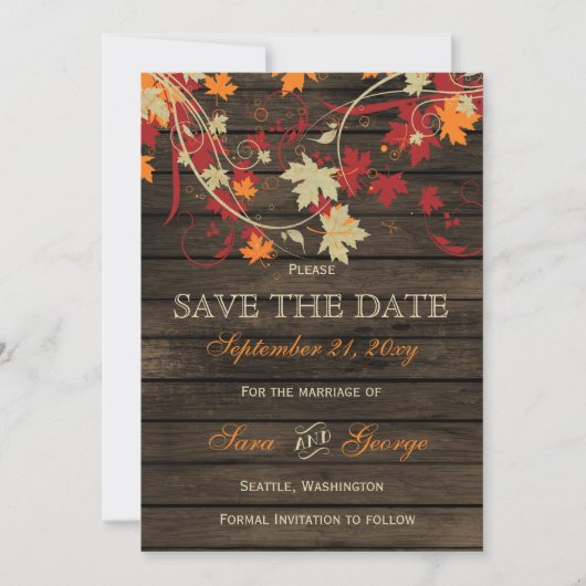 Stallholz Rustische Herbstlaube Hochzeit speichern Save The Date (Vorderseite)