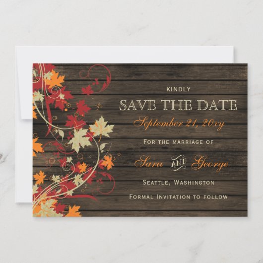 Stallholz Rustische Herbstlaube Hochzeit speichern Save The Date (Vorderseite)