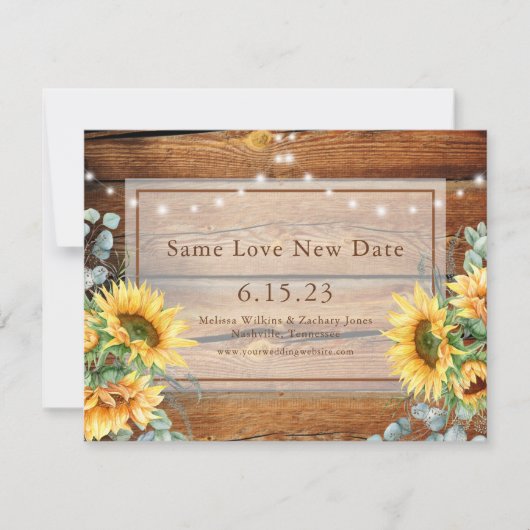 Stallholz Sonnenblumen Foto Ändern Sie das Datum R Save The Date (Vorderseite)