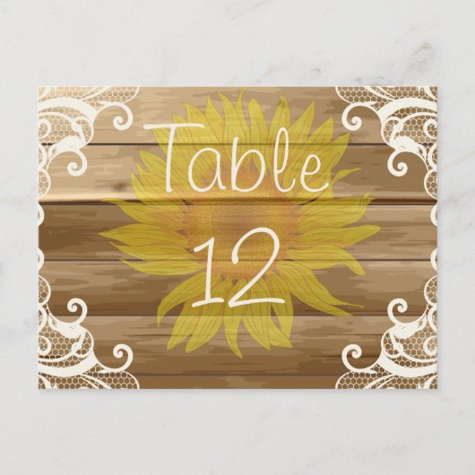 Stallholz Sonnenblumen und Vintage Spitzen Postkarte (Vorderseite)