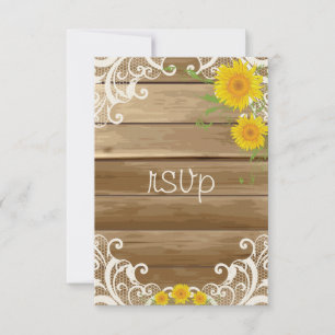 Stallholz Sonnenblumen und Vintage Spitzen-UAWG RSVP Karte