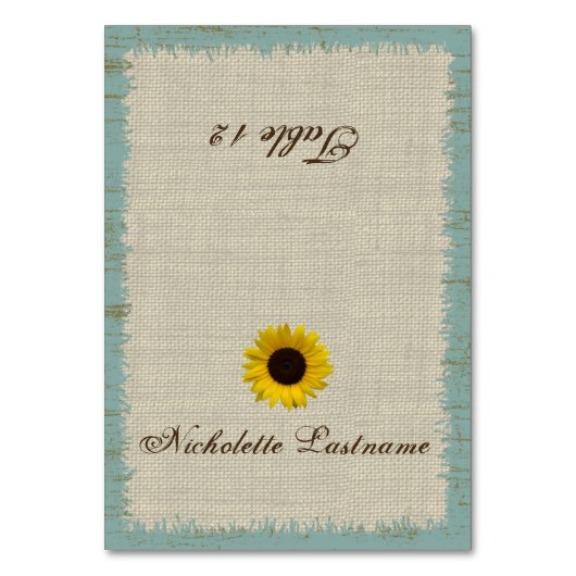 Stallholz- und Sonnenblumensitzkarte Tischnummer (Vorderseite)