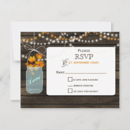 Stallholzmason Jar Hochzeit im Herbst UAWG RSVP Karte