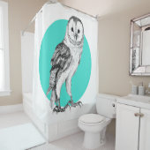 Stallhuhn mit schwarzem Pen auf Türkis zeichnend Duschvorhang (Beispiel)