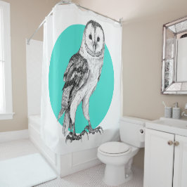 Stallhuhn mit schwarzem Pen auf Türkis zeichnend Duschvorhang