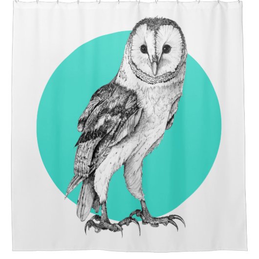 Stallhuhn mit schwarzem Pen auf Türkis zeichnend Duschvorhang (Vorderseite)