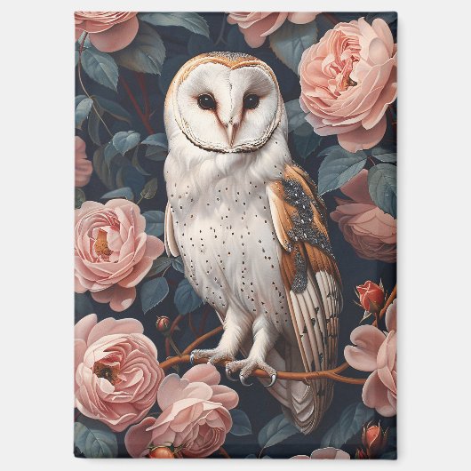 Stallhuhn zwischen rosa Rosen Magnet (Vorderseite)