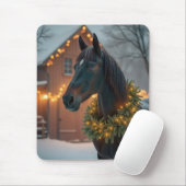 Stallion mit Weihnachtskranz Mousepad (Mit Mouse)