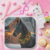 Stallion mit Weihnachtskranz Pappteller (Party)