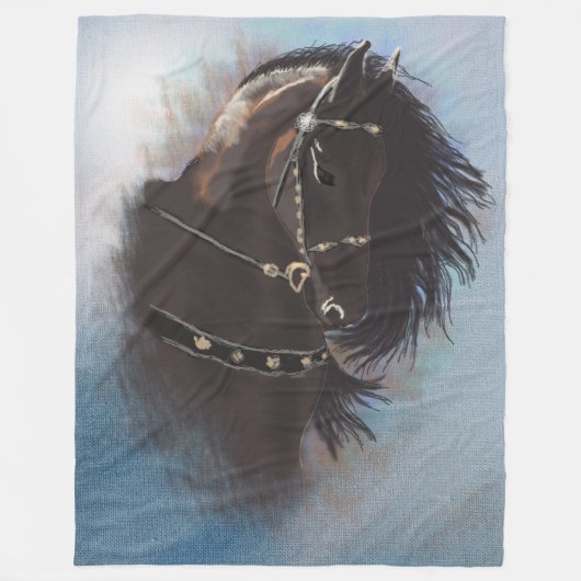 Stallion Portrait - Fleece Blanket (Vorderseite)