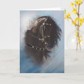 Stallion Portrait - Grußkarte Karte (Gelbe Blume)