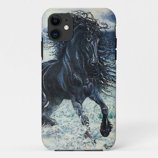 Stallion Schwarzes "des friesischen Sturms", Case-Mate iPhone Hülle (Rückseite)