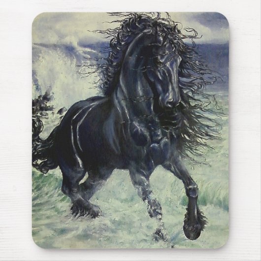 Stallion Schwarzes "des friesischen Sturms" im Mousepad (Vorne)