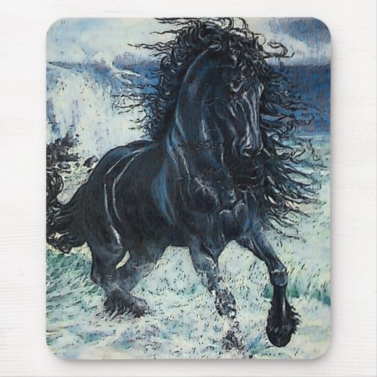 Stallion Schwarzes "des friesischen Sturms", Mousepad (Vorne)