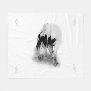 Stallion Shaman & Feathers Fleece Blanket