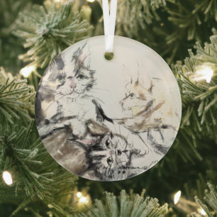 Stallkatzen von Hevener Ornament Aus Glas