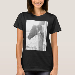 Stallpferd/Schwarz-Weiß-Fotografie T-Shirt