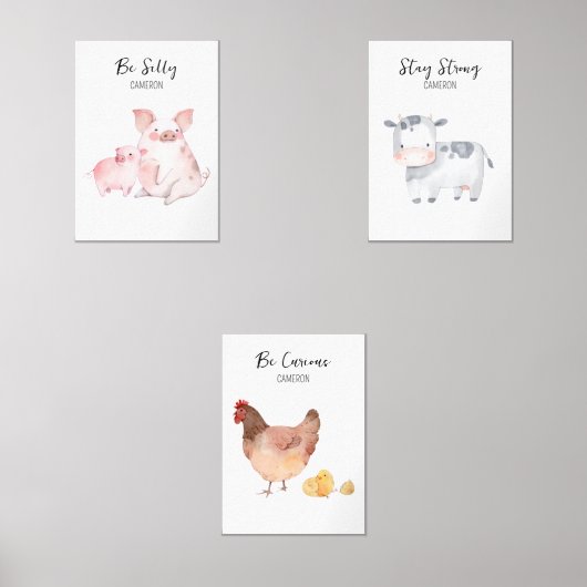 Stalltiere Kinderzimmer Tiere Personalisiert Bilderwand Sets (Vorderseite)