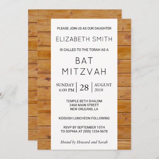 Stallwand, Holzplatten, Rustikales Bat Mitzvah Einladung (Vorne/Hinten)