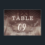 Stallwirbel mit String Lights-Tischnummern Einladung<br><div class="desc">Barn Rafters mit String Lights Rustic Wedding schöne Scheune Dekor Fotografie. Eine rustikale Hochzeitszene für eine Stallehe oder ein Landaussehen in dunkelbraun,  grau und weiß. - Personalisierte Hochzeitsessen Empfang Gastsitzende Tischnummer Platzkarte! ~ Karo mein Shop zu sehen,  die gesamte Hochzeitssuite für dieses Design!</div>