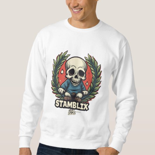 STAMBLIX Skull Graphic Sweater Ausgereiftes Fashi Sweatshirt (Vorderseite)