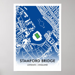 Stamford Bridge Stadium Map - Zuhause des Chelsea  Poster