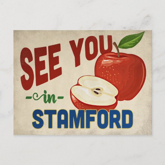 Stamford Connecticut Apple - Vintage Travel Postkarte (Vorderseite)