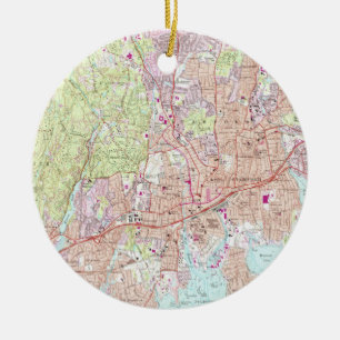 Stamford Connecticut Map (1987) Keramikornament