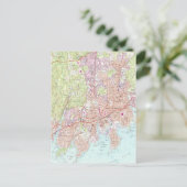 Stamford Connecticut Map (1987) Postkarte (Stehend Vorderseite)