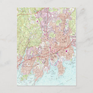 Stamford Connecticut Map (1987) Postkarte