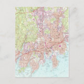 Stamford Connecticut Map (1987) Postkarte (Vorderseite)