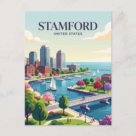 Stamford Connecticut Postkarte (Vorderseite)