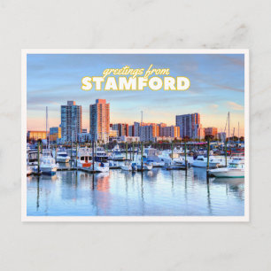 Stamford Connecticut Skyline Hafen Boote Begrüßung Postkarte
